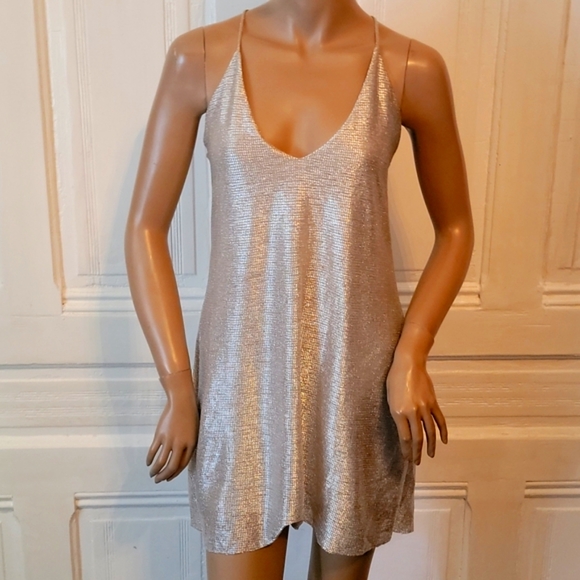 zara liquid silver dress Zara | Dresses | Zara Liquid Metallic Silver Bodycon Mini Dress Size L Nwt
